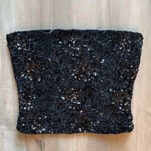 Zara Black Sequin Strapless Top